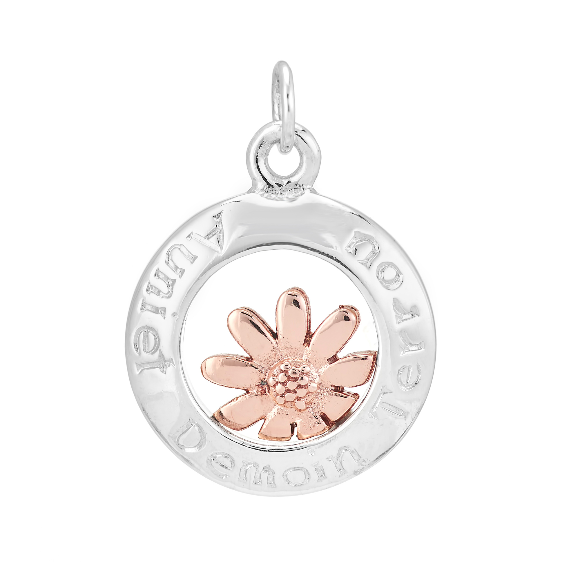 Sterling Silver and 9ct Rose Gold Charm / Pendant (Today Tomorrow Always)