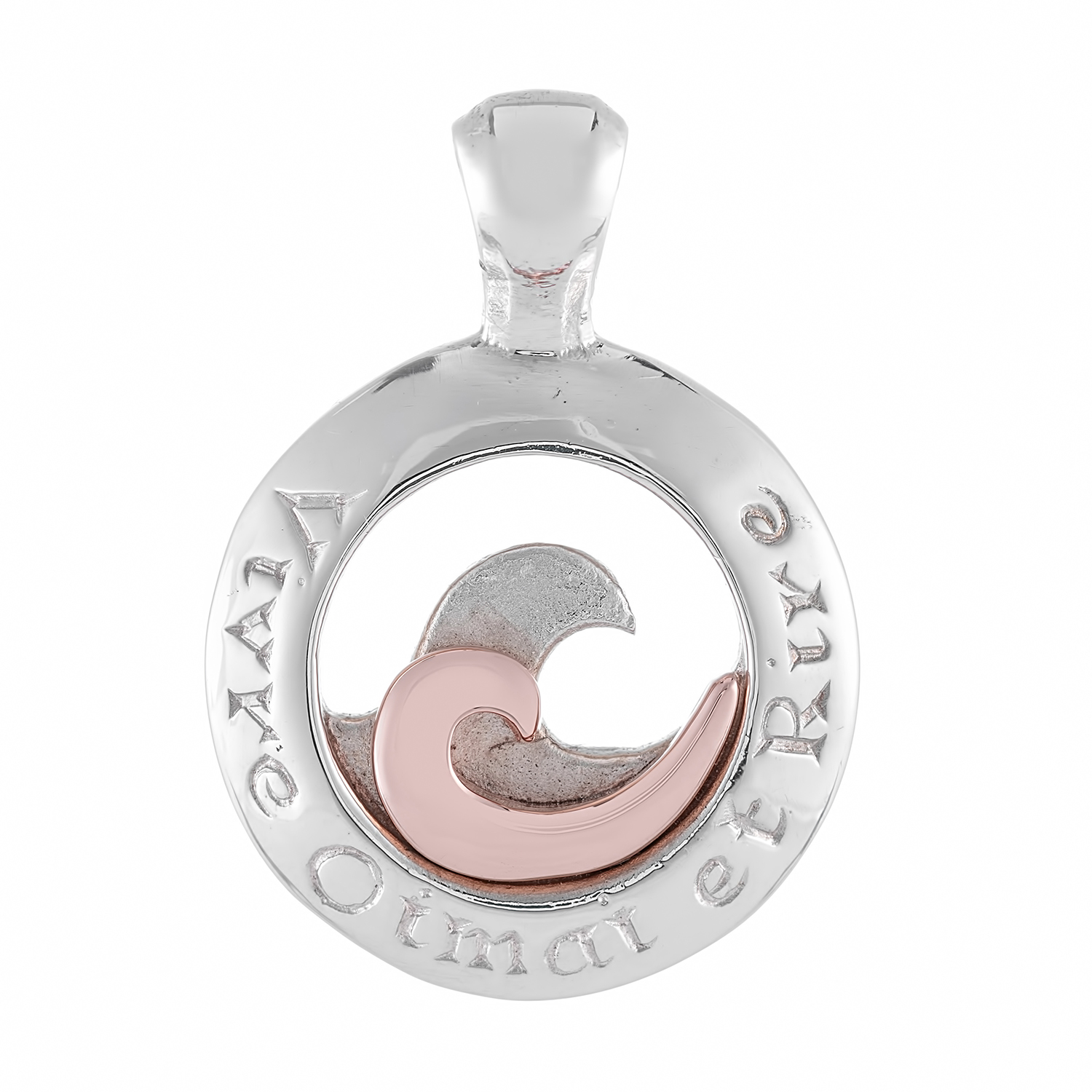 Sterling Silver and 9ct Rose Gold Pendant (Live Love Laugh)