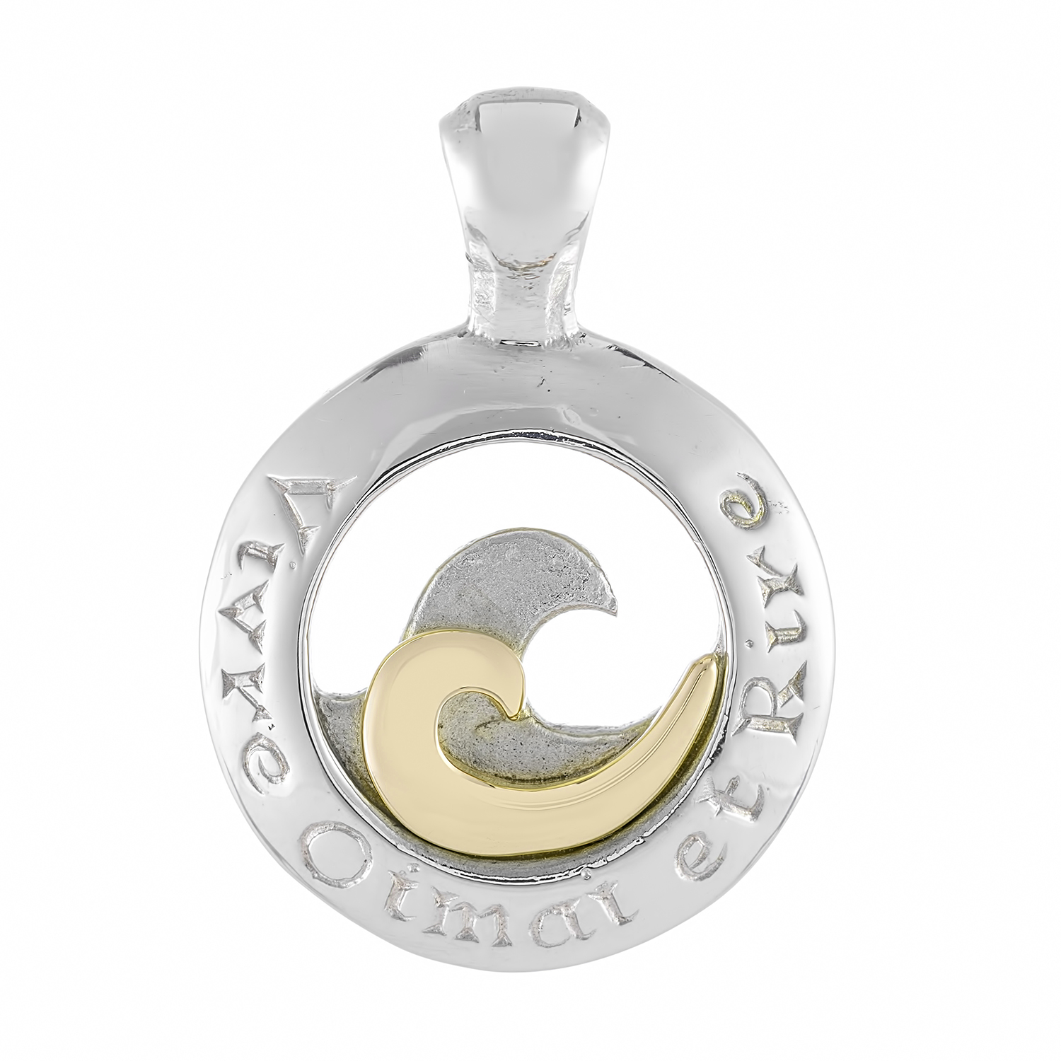 Sterling Silver and 9ct Yellow Gold Pendant (Live Love Laugh)