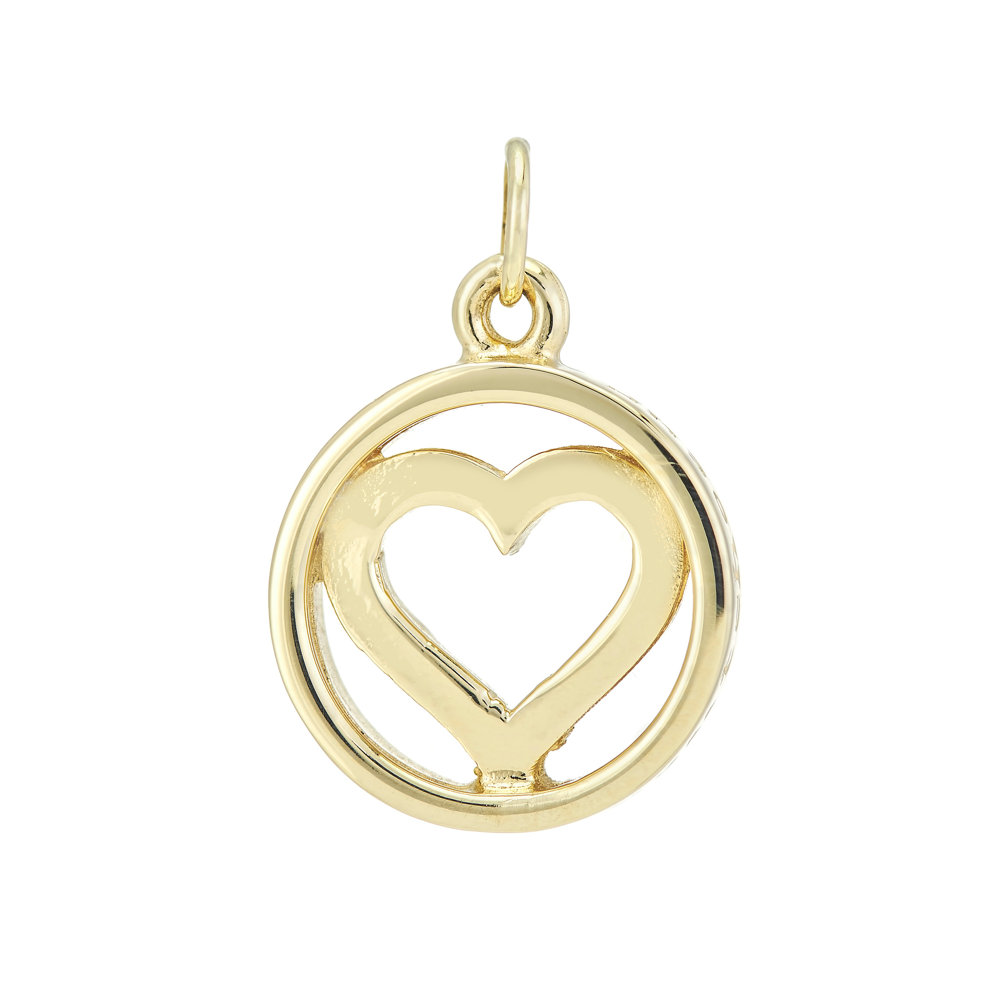 Sterling Silver and 9ct Yellow Gold Charm / Pendant (Forever in my heart)