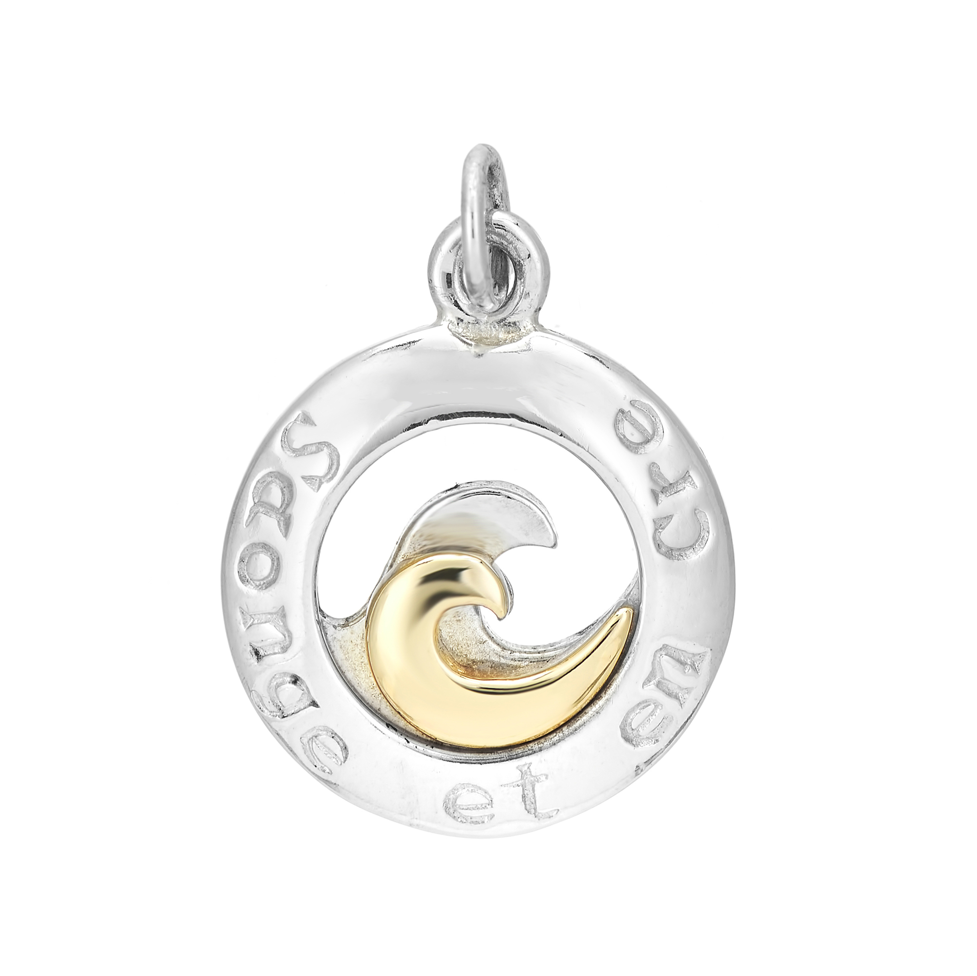 Sterling Silver and 9ct Yellow Gold Double Wave Charm / Pendant (Dream and Believe )