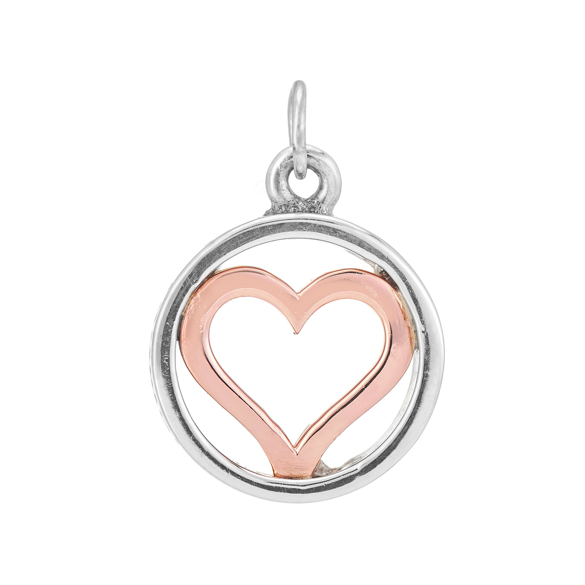 Sterling Silver and 9ct Rose Gold Charm / Pendant (Forever in my heart)