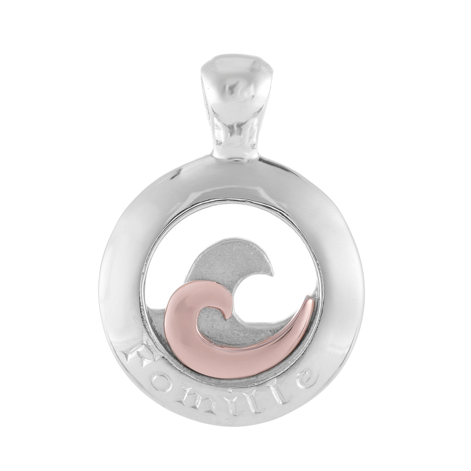 Sterling Silver and 9ct Rose Gold Double Wave Pendant  (Family)