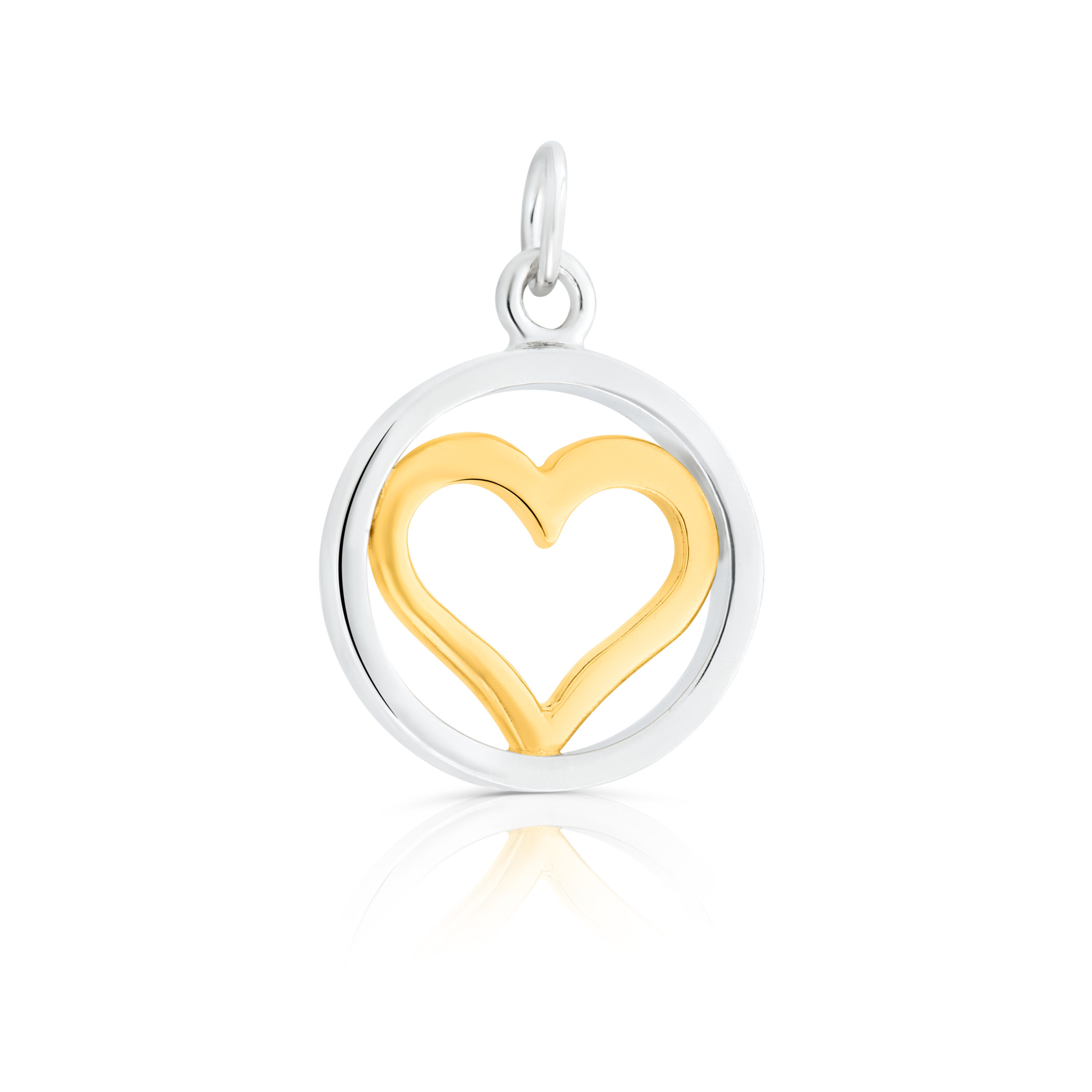 Sterling Silver & 9ct Yellow Gold Heart Charm / Pendant