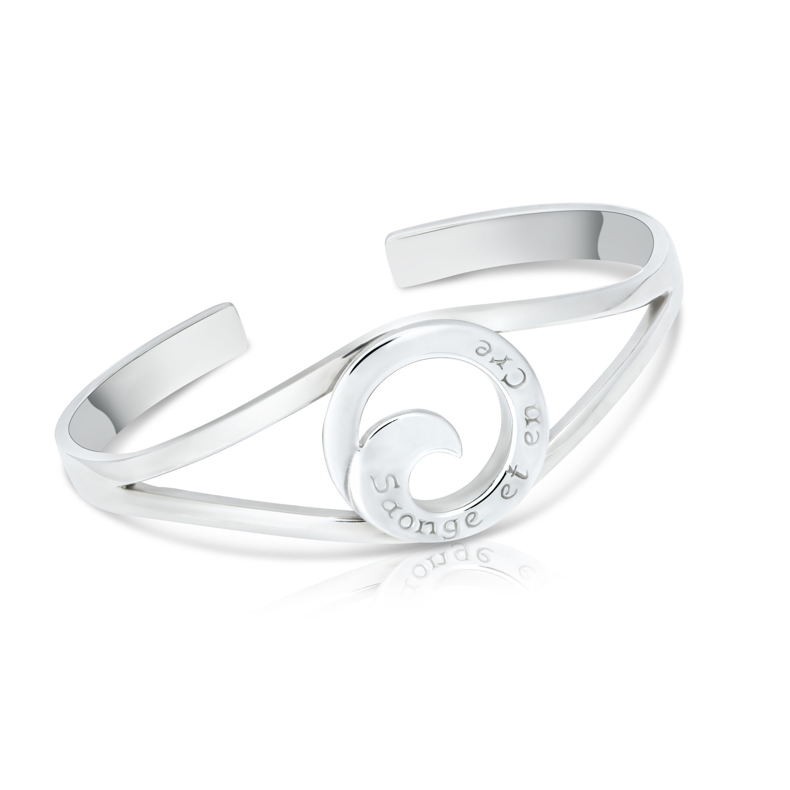 Sterling Silver Wave Bangle (Dream and Believe )
