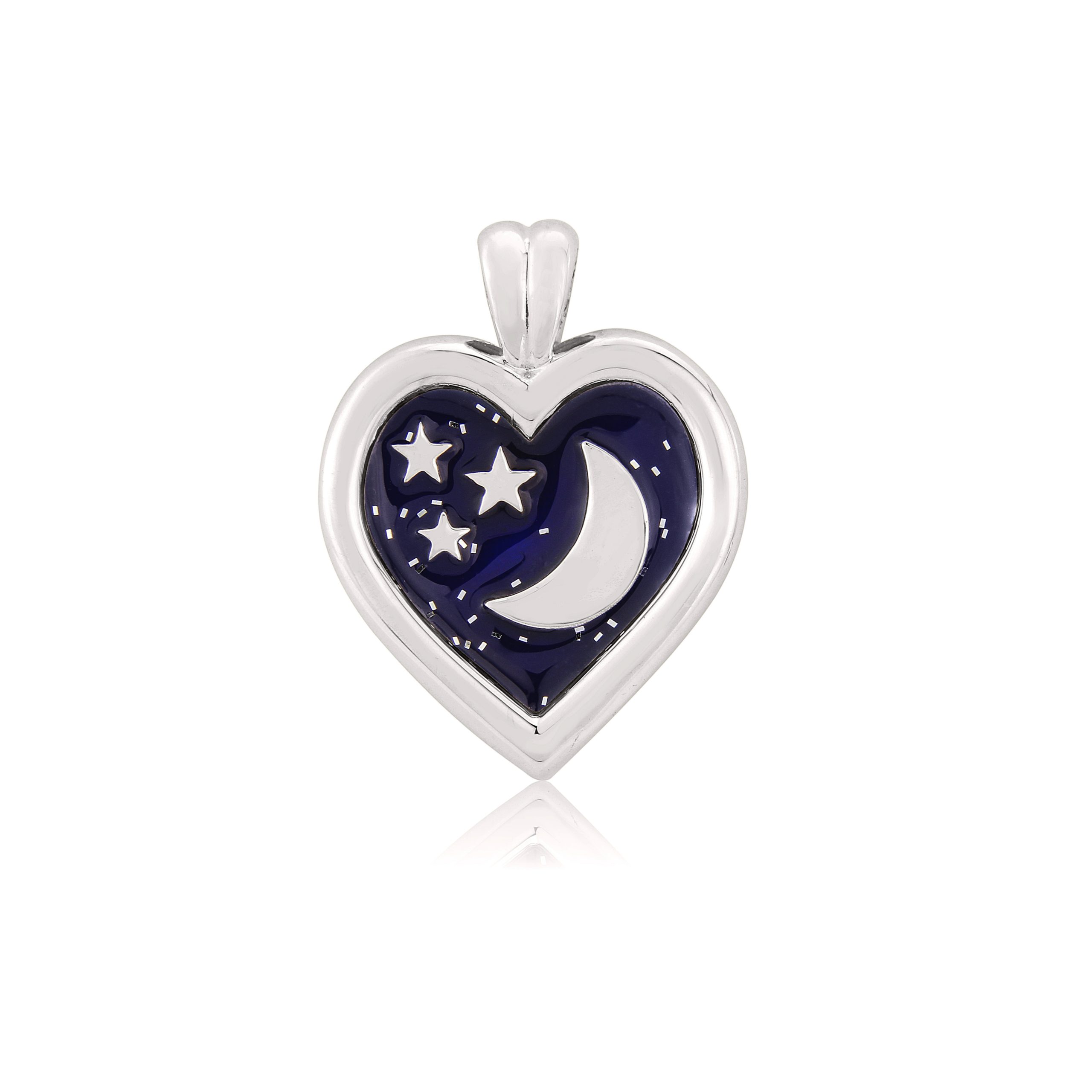 Sterling Silver Pendant Blue Enamel (Love you to the moon and back)