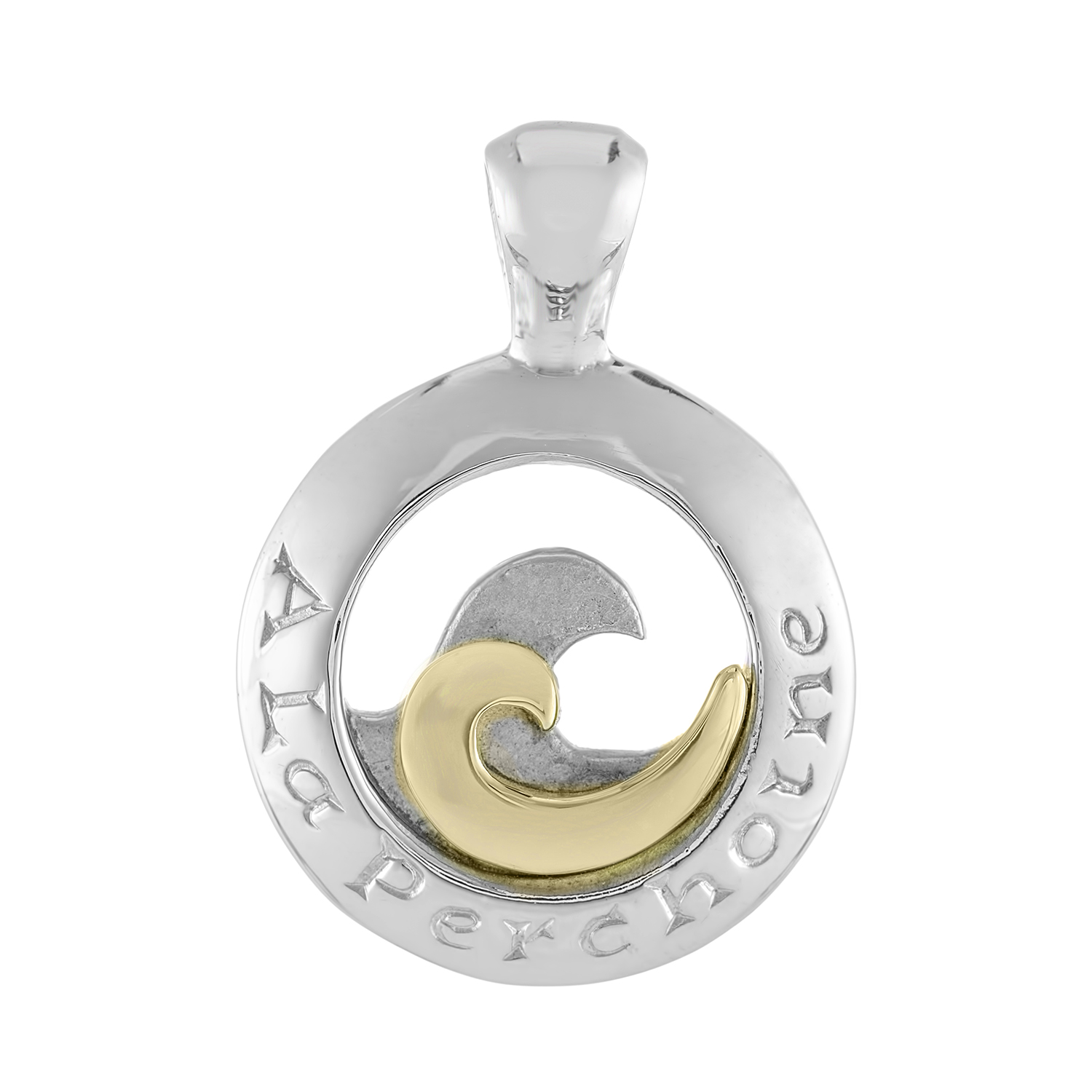 Sterling Silver & Yellow Gold Double Wave Pendant
