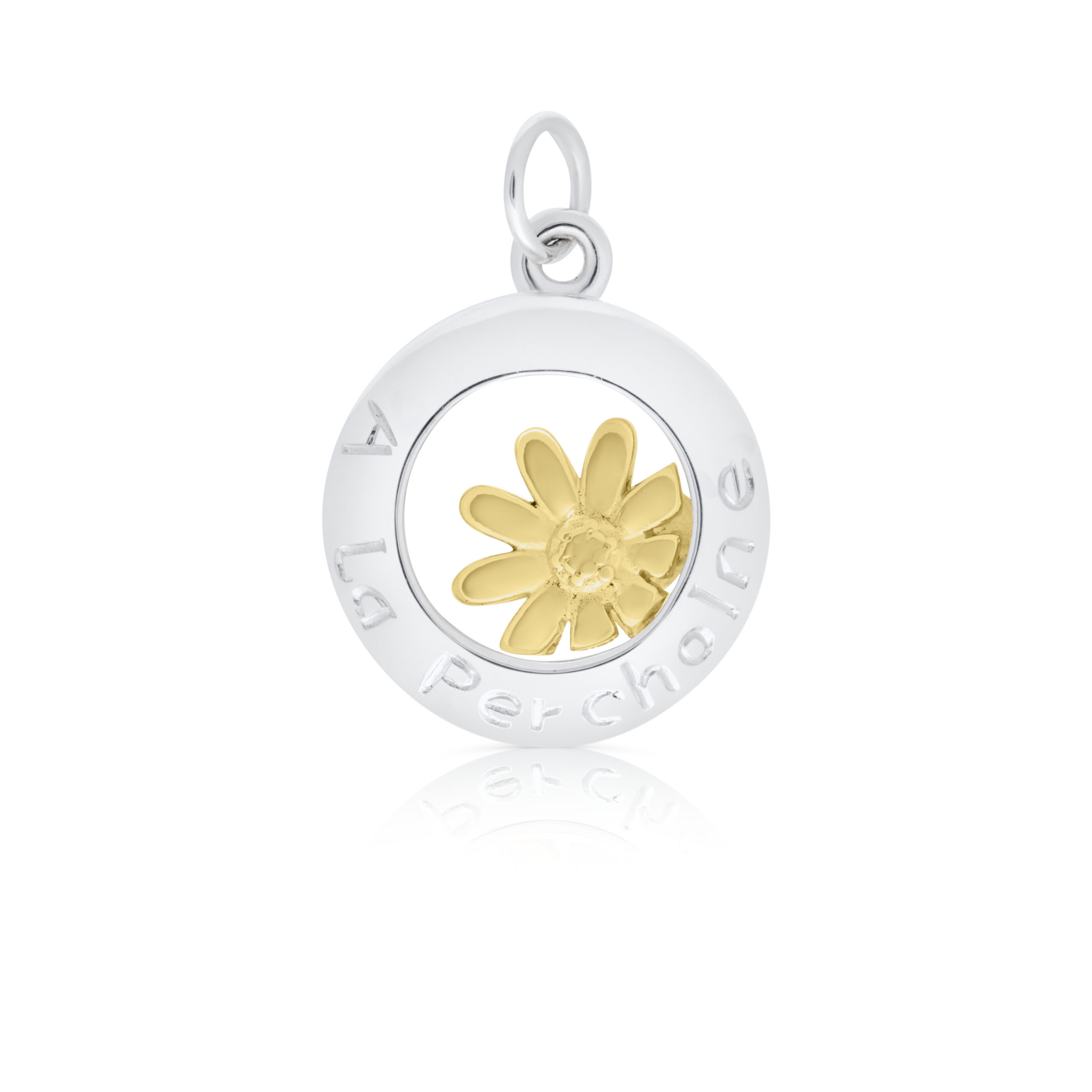 Sterling Silver & 9ct Yellow Gold Daisy Charm / Pendant Till The Next Time