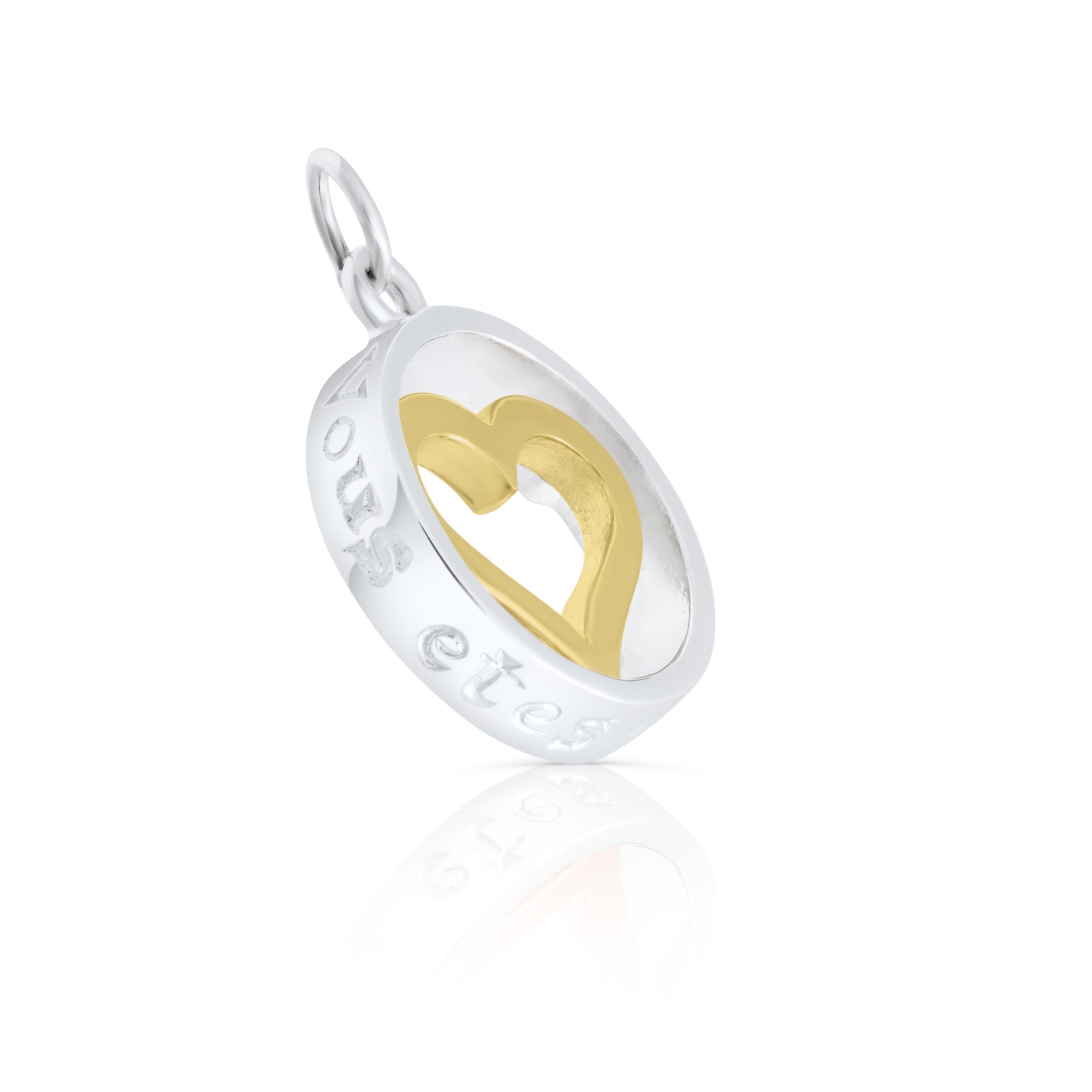 Sterling Silver & 9ct Yellow Gold Heart Charm / Pendant
