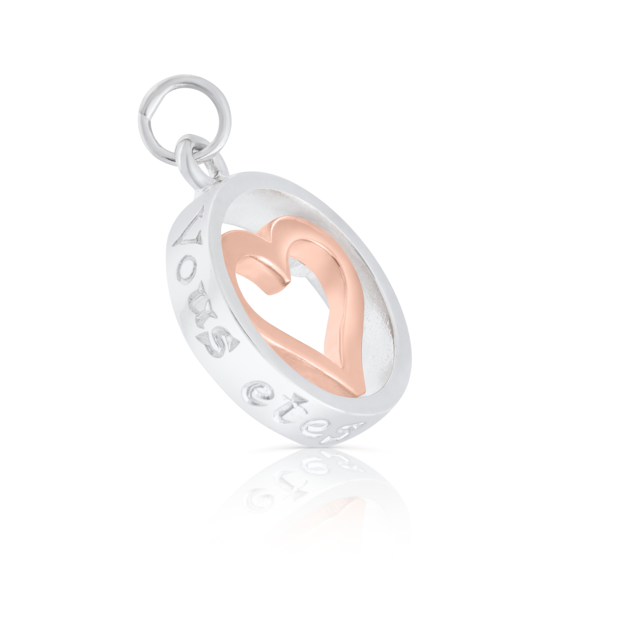 Sterling Silver & 9ct Rose Gold Heart Charm / Pendant